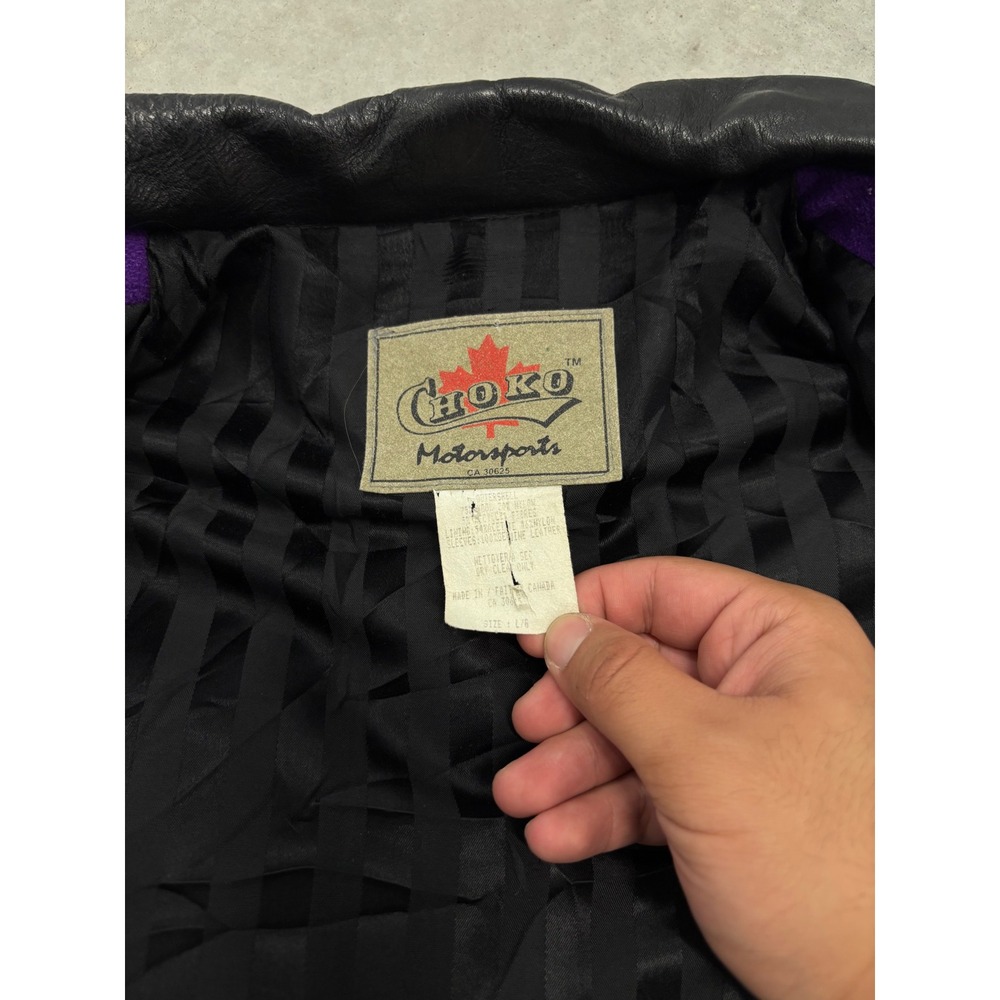 Vintage Choko Snap-on Mopar Muscle Car Series Varsity Jacket Purple Leather L - Picture 6 of 8
